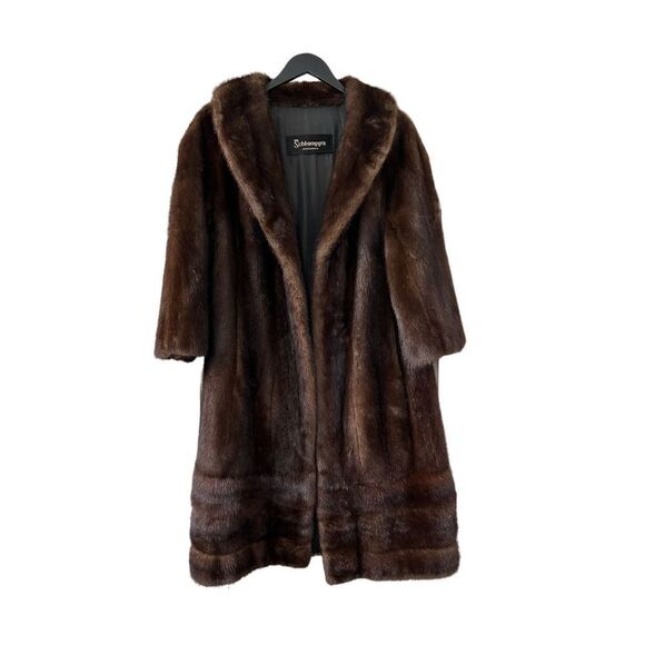 Vintage Schlampps Ranch Mink Fur Winter Coat Brown Women's Size Small - Picture 1 of 8